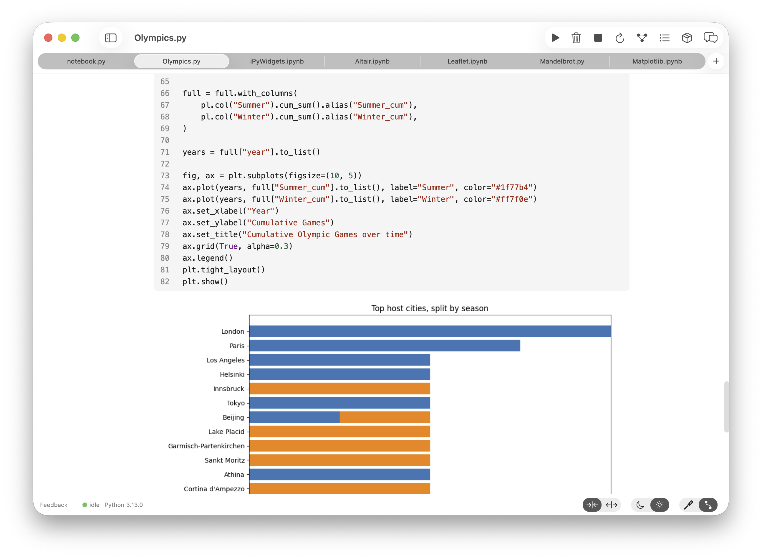 Sidequery Python notebook on macOS